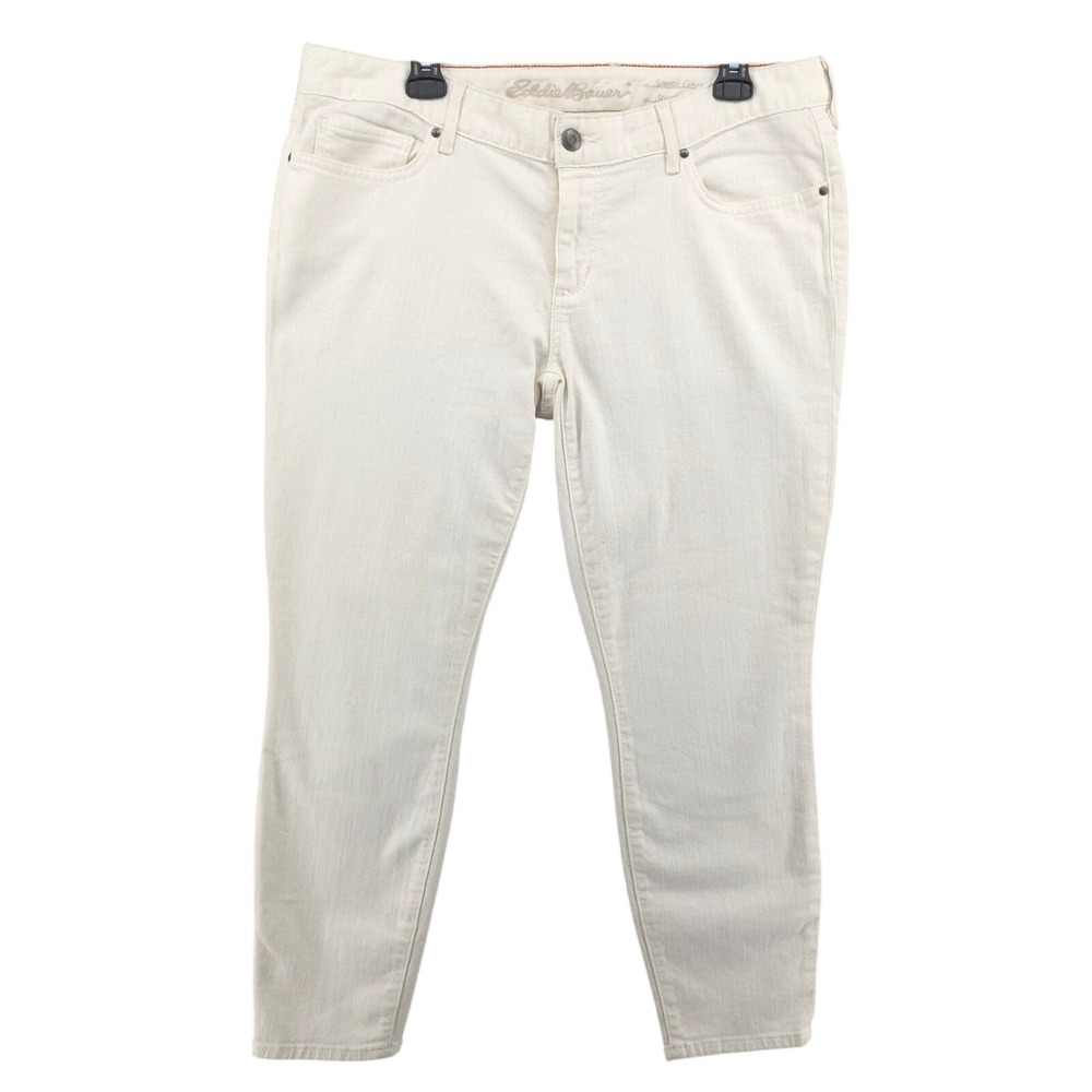 Eddie Bauer Jeans Skinny White Mid Rise Stretch Denim Pants Womens 14